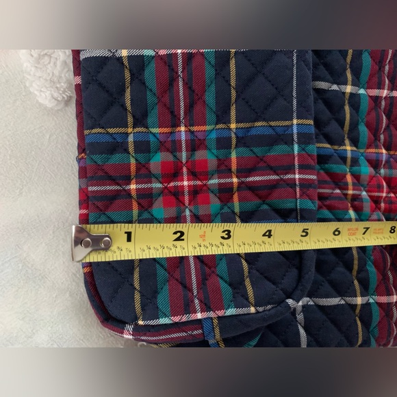 NWT Vera Bradley Tote: Blue/Red Quilted Plaid Fabric, Black Velvet Dog 15x11x6in - Picture 14 of 14